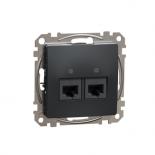 Sedna New Мех. информационна розетка, 2X RJ45 - UTP cat.5E, антрацит