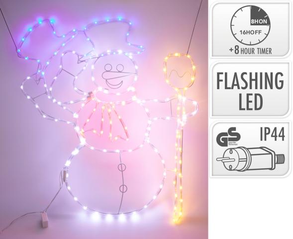 Светещ LED снежен човек - Светещи фигури