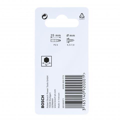 Комплект битове Impact Control PZ3 25 мм Bosch 2 бр., снимка 4 - Битове
