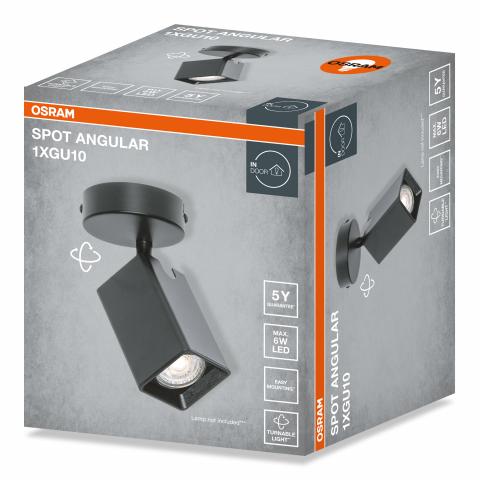 Спот единица Osram Angular GU10 черен, снимка 2 - Спотове