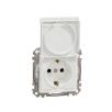 Sedna New Мех. контакт, ШУКО 2Р+Т, 16А 250V, ДЗ и капак IP44, бял
