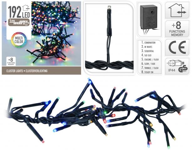 Коледен многоцветен клъстер 192 LED - Светеща верига