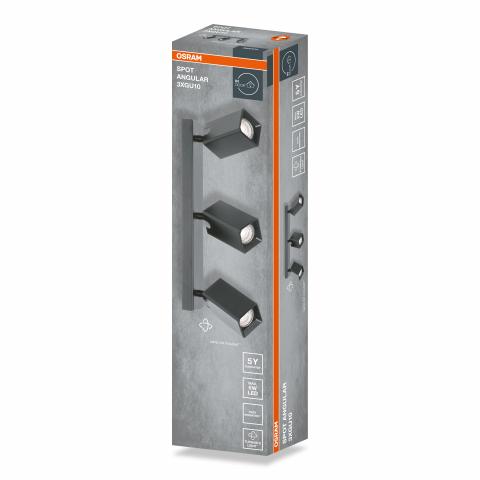 Спот тройка Angular Osram GU10 черен, снимка 2 - Спотове