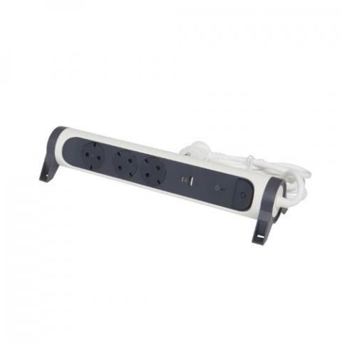 Разклонител Legrand 3 гнезда USB A+C 1.5 м бял / черен - Разклонители със защита от пренапрежение