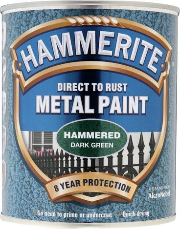 Боя за метал Hammerite 0.75 л зелен хамър ефект - Бои за метал