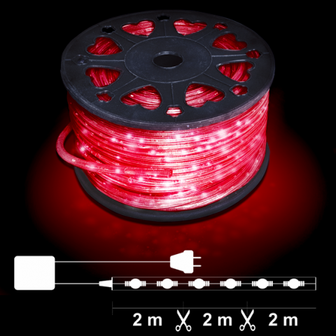 Светещ LED прозрачен маркуч червена светлина - Коледно осветление