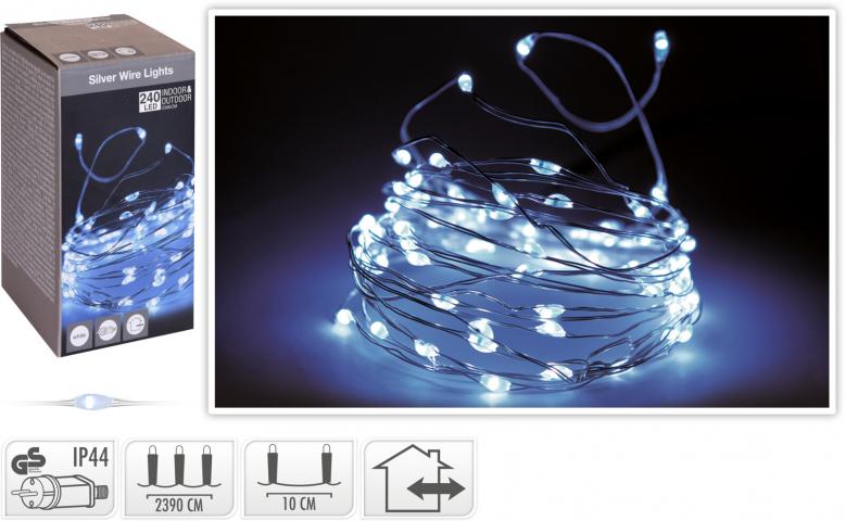 Светещ гирлянд 240 LED бяла светлина - Светеща верига