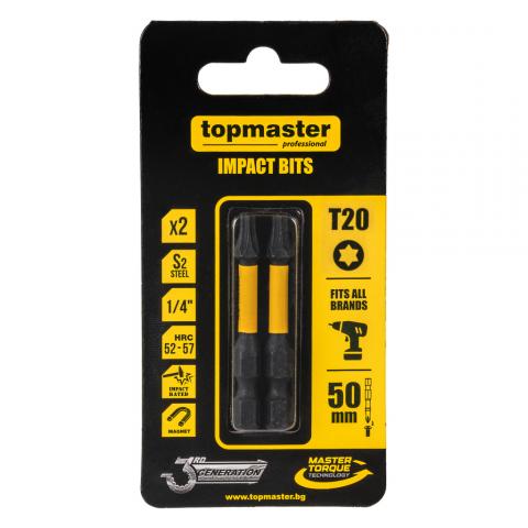 Накрайници ударни TX20 Topmaster 50 мм 2 бр - Битове