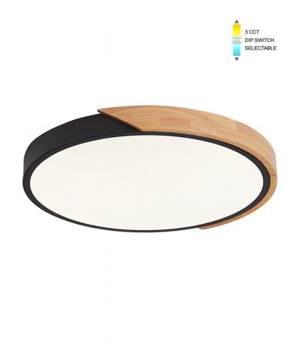 LED плафон Finesse 45W 3600 lm 3000-4000-6000K черно-дърво - Плафони