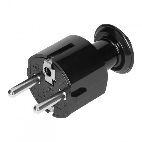 Щепсел 2P+Z 16A 230V прав Uni-Schuko Черен - Pvc щекери и щепсели