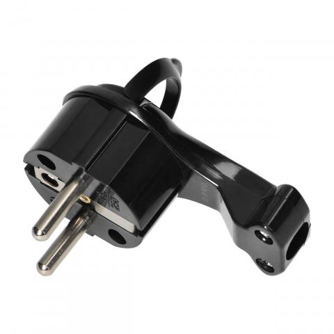 Щепсел Uni Schuko 16A 250V с ринг за кабел 90° - Pvc щекери и щепсели