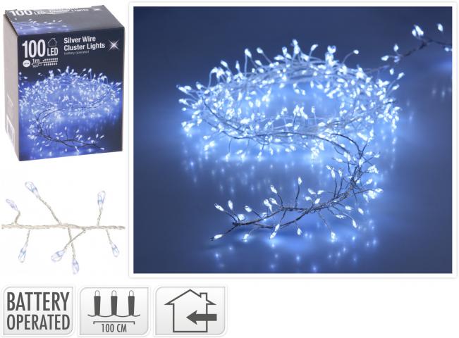 Светещ гирлянд 100 LED бяла светлина - Светеща верига