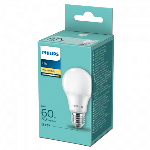 LED крушка Philips 8W, 806 lm, 2700K - Лед крушки е27