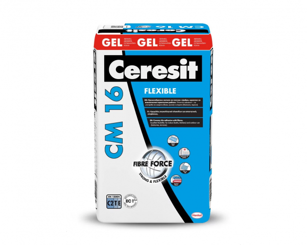 Еластично лепило за плочки Ceresit CM 16 GEL  20 кг,  клас  C2TE - Лепила за плочки