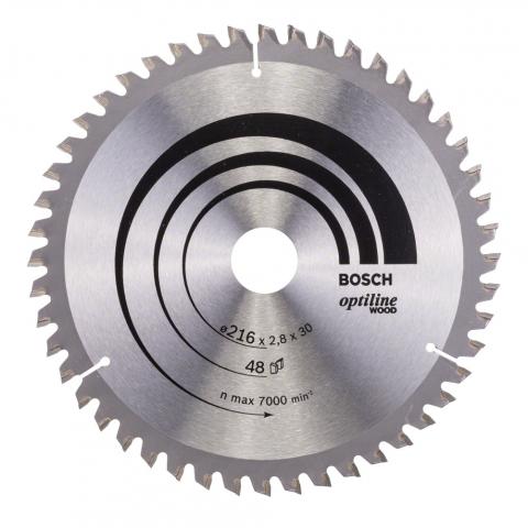 Диск за циркуляр Bosch Optiline for Wood 216x30x2.8 мм 48 - Циркулярни дискове
