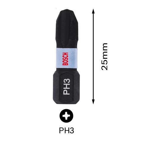Комплект битове Bosch Impact Control PH3 25 мм 2 бр., снимка 3 - Битове