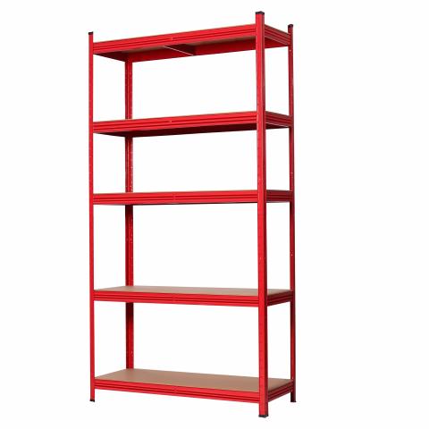 Стелаж De'Home Popular 180х90х40 см 5х175 кг червен, снимка 2 - Метални стелажи