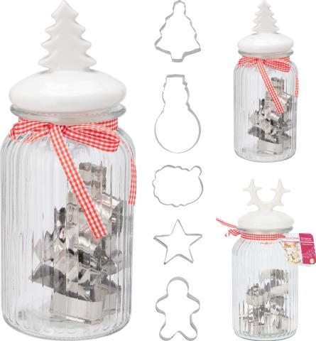Буркан за съхранение на сладки с формички - Коледни артикули