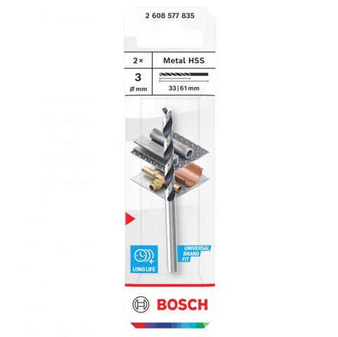 Свредло Bosch Metal HSS 3х33х60 мм 2 бр., снимка 2 - Свредла за метал