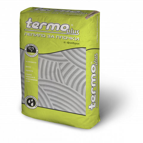 Лепило за плочки Termoplus с фибри Клас C1Т 25 кг - Лепила за плочки
