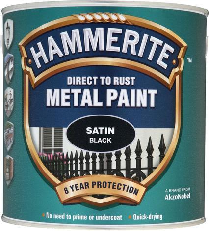 Боя за метал Hammerite 2.5 л черен сатен - Бои за метал