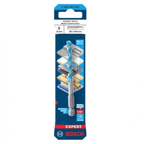 Свредло Bosch Expert HEX-9 Multi Construction 5x50x100 мм, снимка 3 - Свредла универсални
