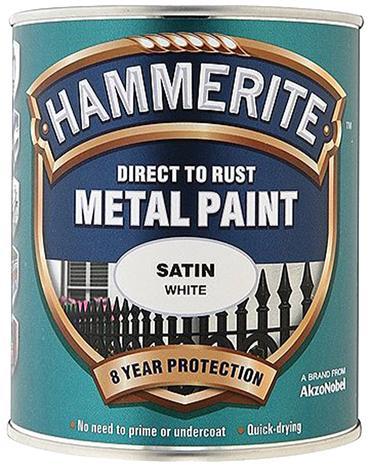 Боя за метал Hammerite 0.75 л бял сатен - Бои за метал