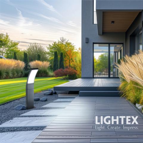 LED градински стълб Lightex Paro 12W 4000K 220V IP54 тъмносив, снимка 4 - Градински лампи