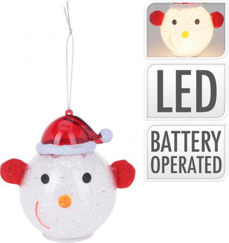 Коледна топка LED Снежко 7 см - Коледна украса
