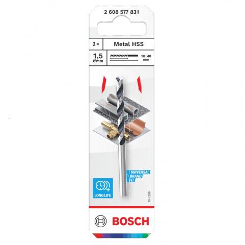 Свредло Bosch Metal HSS 1.5х18х40 мм 2 бр., снимка 3 - Свредла за метал