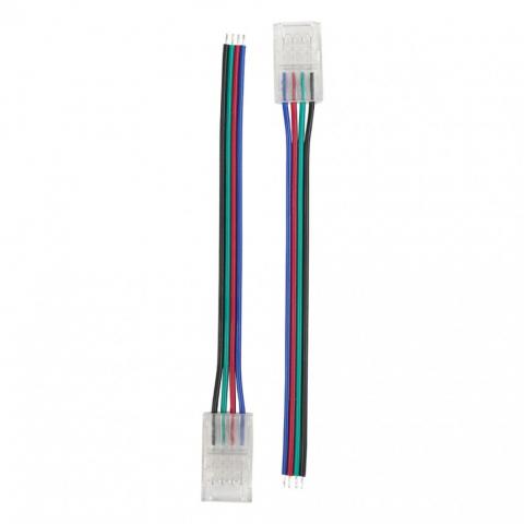 Конектор със захранващ кабел 10см за многократна употреба 4PIN за LED лента RGB Lightex 10 мм -2бр. - Led ленти и аксесоари