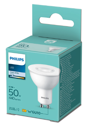 LED крушка Philips GU10 4.7W 440 lm 4000K - Лед крушки gu10