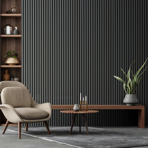 Линеен панел Slat Wall Graphite 2600x120x12 мм, снимка 3 - PVC панели
