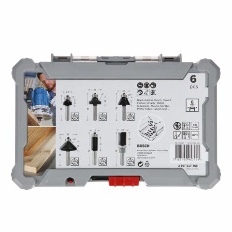 Комплект фрезери за ръбове 6 мм Bosch 6 бр., снимка 5 - Фрезери, зенкери