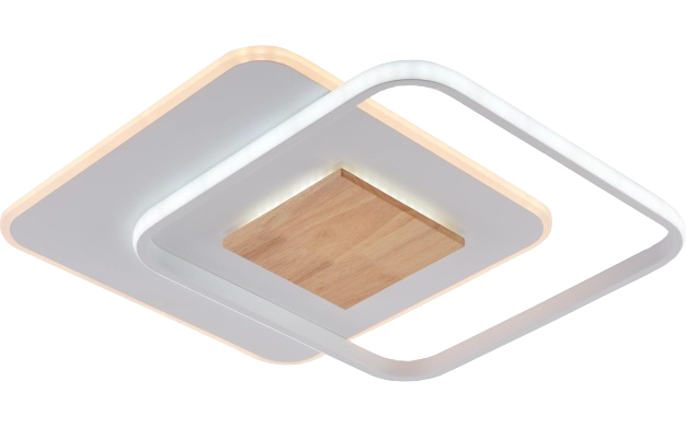 LED плафон CCT 60W 5180 lm Бяла+Дърво Димерируема + Дистанционно Управление - Плафони