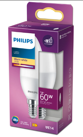 LED крушка Philips E14 7W 806 lm 2700K, свещ - Лед крушки е14
