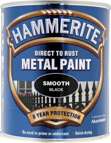 Боя за метал Hammerite 0.75 л черен гланц - Бои за метал