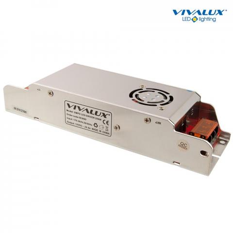 LED захранване Vivalux 250W, In100-240V, Out 12VDC-20.8A - Led ленти и аксесоари