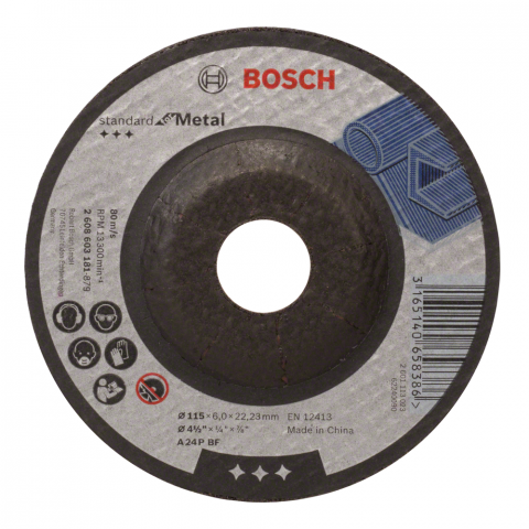 Диск за шлайфане на метал Bosch 115х22,23х6 мм - Дискове за шлайфане на метал