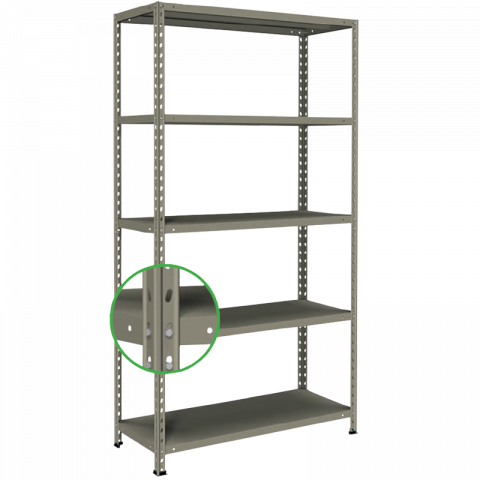 Стелаж 188х100х40 см 5x130 кг сив - Метални стелажи