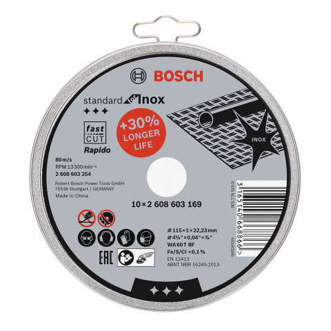 Комплект дискове Bosch за Inox 115 мм 10 бр. - Дискове за рязане на метал