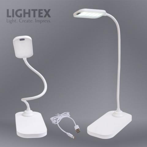 LED работна лампа Lightex Sigma DC 5V 3W 3000K-6500K 200 lm 1200 mAh Li-ion управление с жест IP20 бяла, снимка 4 - Лампи за бюро