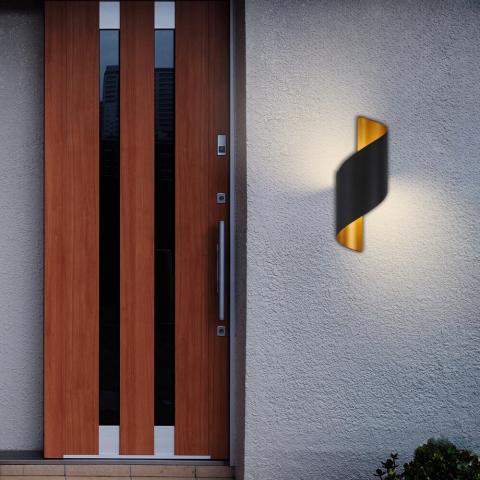 LED фасаден аплик Vivalux Apollo 230V 2x5W черно/злато, снимка 7 - Градински лампи