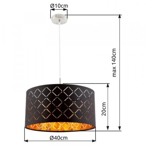 Пендел Clarke 1xE27 текстил, черен, снимка 2 - Пендели