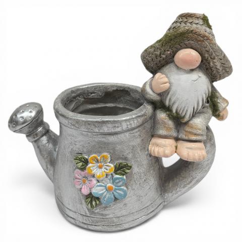 Градинска фигура саксия лейка с гном - Саксии фигурки