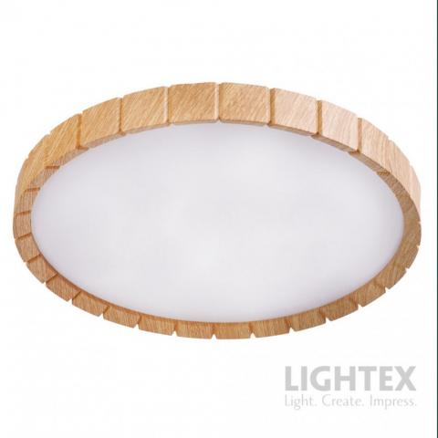 LED плафон Lightex Gordon max.54W 3240 lm 220V димируем с дитанционно ф385 мм светло дърво, снимка 4 - Плафони