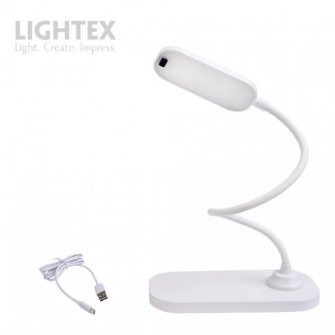 LED работна лампа Lightex Sigma DC 5V 3W 3000K-6500K 200 lm 1200 mAh Li-ion управление с жест IP20 бяла - Лампи за бюро