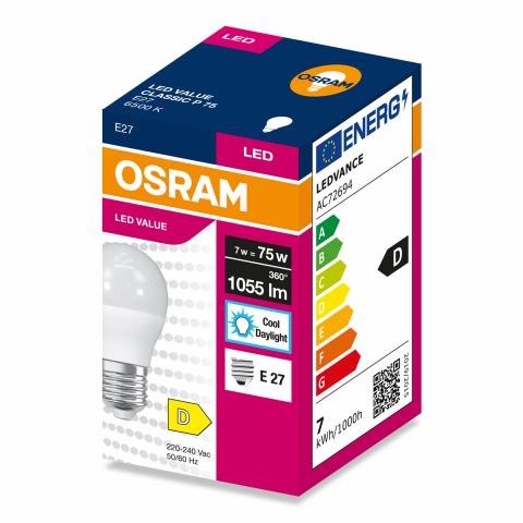 LED крушка Osram CLP75 E27 1055 lm 6500K 7W, снимка 4 - Лед крушки е27
