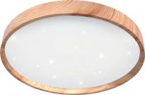 LED плафон Lidia ф390 24W 2160 lm 4000K, бяло+светло дърво, със звезден ефект