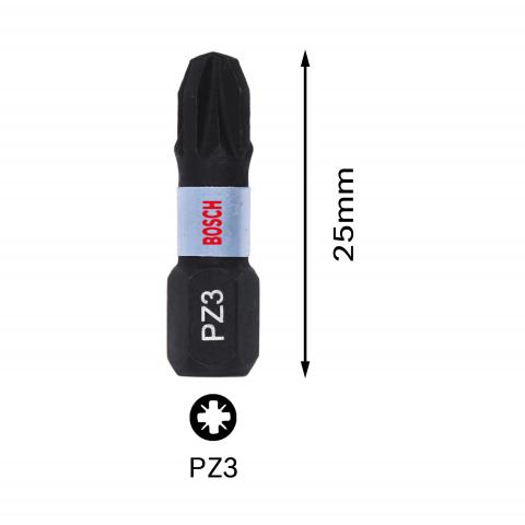 Комплект битове Impact Control PZ3 25 мм Bosch 2 бр., снимка 3 - Битове
